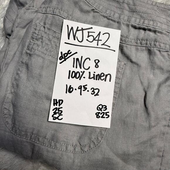 INC International Concepts 100% Linen Pants Women's 8 Wide Leg Light Gray - Picture 3 of 6